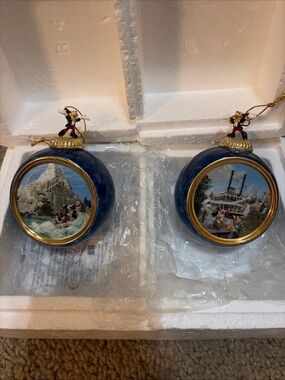 Disney Navy Blue and Gold Mickey Mouse Holiday Ornament Set - 2-Piece